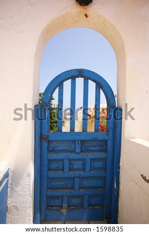 Typical mediterranean house. Door detail. Almeria, Spain