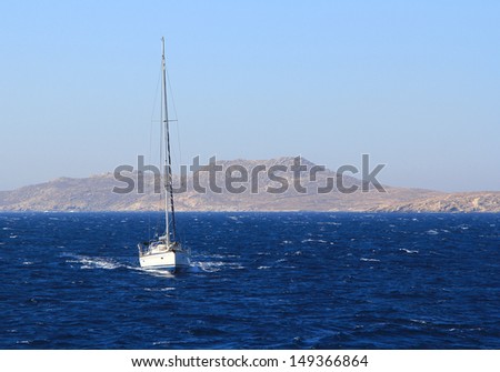 Bright wonderful yacht is sailing  the Mediterranean Sea