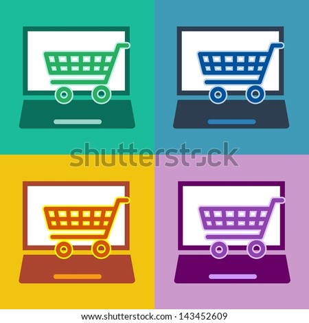 commerce flat design laptop icon for mobile online shopping and e ...