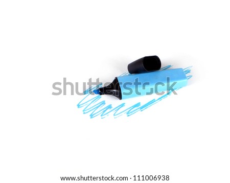 blue marker and the drawn dark blue lines on a white background