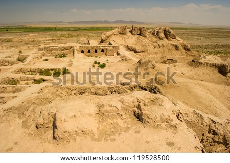 Uzbekistan, Asia, ruins of an ancient town of Khwarezm which was the center of the indigenous Khwarezmian civilization and a series of kingdoms.