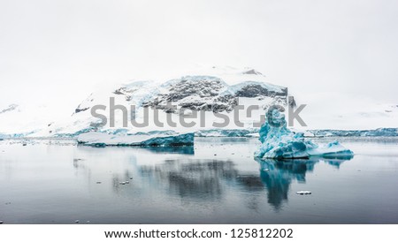 Ice landscape of Neko Harbour, an inlet on the Antarctic Peninsula on Andvord Bay, situated on the west coast of Graham Land