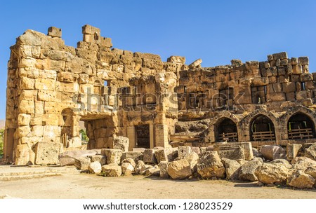Roman ruins of Baalbek, Lebanon. Heliopolis, the City of the Sun