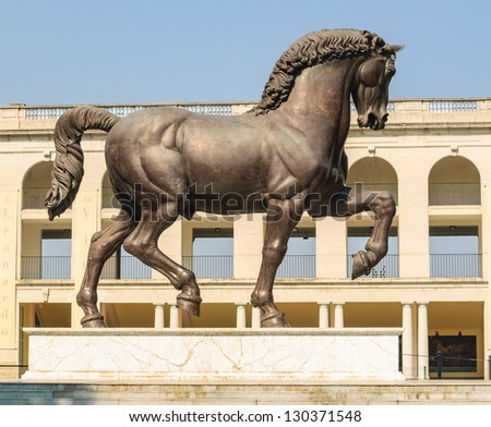 Horse monument of the hippodrome of Milan, Italy