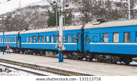 SEVASTOPOL, UKRAINE - MARCH 24:  Wagon of the passenger train of the company Ukrainian Railways,  which is the State Administration of Railroad Transportation in Ukraine, on March 24, 2013, Ukraine.