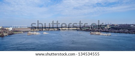 The hydro-electric dam, DniproHES, Zaporizhia, Ukraine,