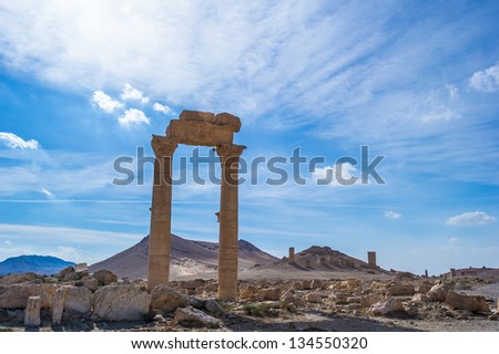Beautiful view of the ruins in the desert of Syria, Palmyra