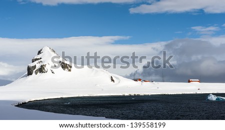 Shetland Islands in snow and the Atlantic Ocean