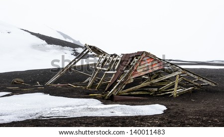 Damages and destroyed house on the ground