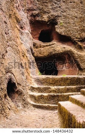 St. George Church, carved from solid rock in the shape of a cross, Lalibela, Ethiopia