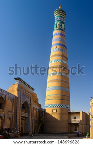 Old town of Itchan Kala, the walled inner town of the city of Khiva, Uzbekistan.