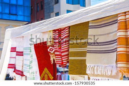 Selling clothes on the pedestrian street known as Sheshi or Pjaca on Kol Idromeno Street