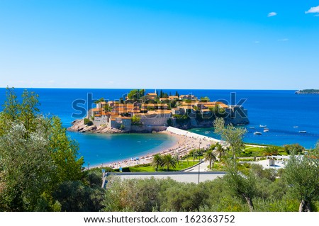 Sveti Stefan Island (Saint Stephen), island in Montegro. Hotel for the rich people