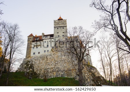 Dracula Castle in Bran, Romania. It is marketed as the home of the Vampire Dracula, the Bram Stoker\'s novel character.