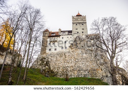 Dracula Castle in Bran, Romania. It is marketed as the home of the Vampire Dracula, the Bram Stoker\'s novel character.