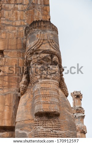 Gateway of All Nations -  Statue of the entrance into the ancient city of Persepolis, Iran. UNESCO World Heritage Site.