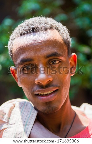 OMO VALLEY, ETHIOPIA - SEP 20, 2011: Portrait of an unidentified Ethiopian man in Ethiopia, Sep.20, 2011. People in Ethiopia suffer of poverty due to the unstable situation