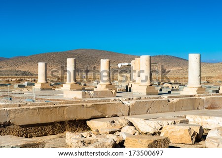 The Audience Hall of the Pasargadae Palace. Ancient Persian city of Pasargad, Iran. UNESCO World Heritage