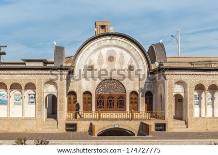 KASHAN, IRAN - JAN 10, 2014: Interior part of the Tabatabaei House,  a historic house in Kashan, Iran on Jan 10, 2014. It was built in early 1880s for the affluent Tabatabaei family.