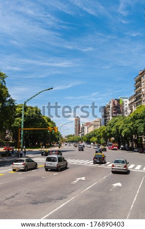 BUENOS AIRES, ARGENTINA - FEB 15, 2014: Panorama and architecture of Buenos Aires, Argentina. It is the second-largest metropolitan area in South America, after Greater Sao Paulo