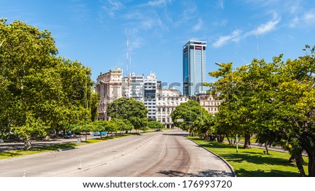BUENOS AIRES, ARGENTINA - FEB 15, 2014: Plaza de Mayo (May square) in Buenos Aires, Argentina. It's the hub of the political life of Argentina since May 25, 1810 revolution that led to independence