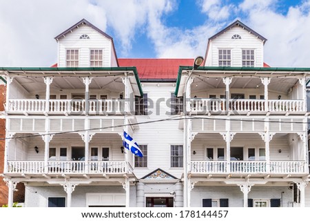 House in the  historic city of Paramaribo, Suriname. The historic inner city of Paramaribo is a UNESCO World Heritage Site since 2002.