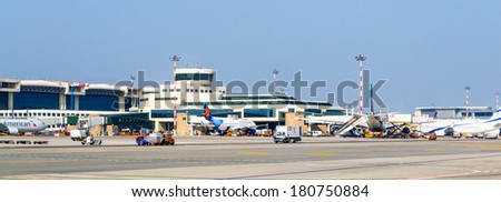 MALPENSA, MILANO, ITALY - MAR 9, 2014: Milan Malpensa Airport. Malpensa is the largest airport of Milan, Italy