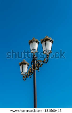 Lamp post inAranjuez, Community of Madrid, Spain. UNESCO World Heritage
