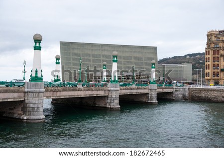 SAN SEBASTIAN, SPAIN - MARCH 18, 2014: Kursaal Palace and Kursaal Bridge, San Sebastian, Basque Country, Spain. San Sebastian will be the European Capital of Culture in 2016