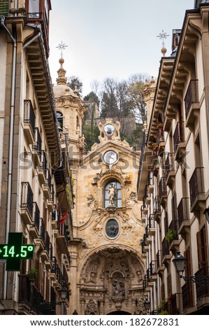 SAN SEBASTIAN, SPAIN - MARCH 18, 2014: Old town of San Sebastian, Basque Country, Spain. San Sebastian will be the European Capital of Culture in 2016
