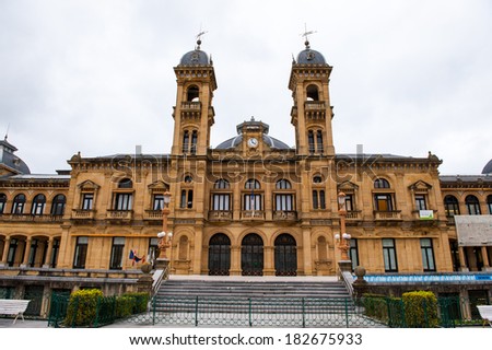 SAN SEBASTIAN, SPAIN - MARCH 18, 2014:  City Hall of San Sebastian, Basque Country, Spain. San Sebastian will be the European Capital of Culture in 2016