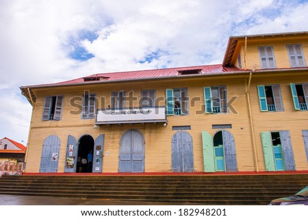 CAYENNE, FRENCH GUIANA - NOV 9, 2013: General conseil building in Cayenne, French Guiana. Cayenne was used as a French penal colony from 1854 to 1938.