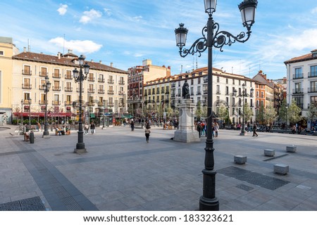 MADRID, SPAIN - MAR 23, 2014: Opera square in Madrid, Spain. One of the most popular and cultural squares in Madrid, Spain.
