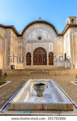 KASHAN, IRAN - JAN 10, 2014: Tabatabaei House, a historic house in Kashan, Iran on Jan 10, 2014. It was built in early 1880s for the affluent Tabatabaei family.