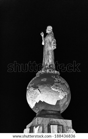 Jesus Christ stutue on the globe (Monument to the Divine Savior of the World), San Salvador, El Salvador