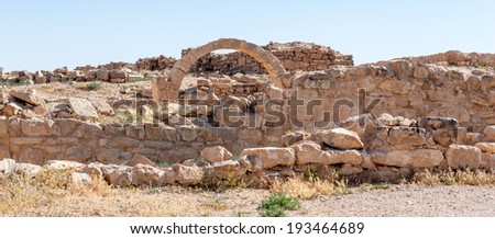 Ruins of a Roman house in Umm ar-Rasas,an archeological site in Jordan. UNESCO World heritage