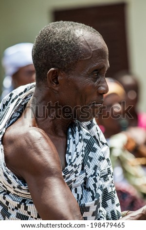 ACCRA, GHANA - MARCH 4, 2012: Unidentified Ghanaian man dance at the local music show in Ghana. Music is the main kind of entertainment in Africa