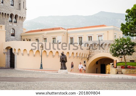 MONACO - JUN 24, 2014: Prince\'s Palace of Monaco, the official residence of the Prince of Monaco. It was built as a Genoese fortress in 1191