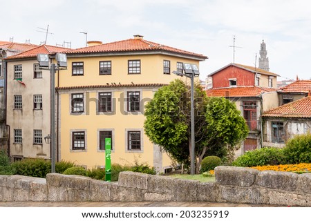PORTO, PORTUGAL - JUN 21, 2014:  Architecture of a traditional small quarter of Porto, Portugal. Porto is the second largest city in Portugal and it was called the European Culture Capital in 2001