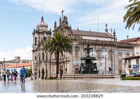 PORTO, PORTUGAL - JUN 21, 2014:  Igreja do Carmo in Porto, Portugal. It was built by Jose Figueiredo Seixas and opened in