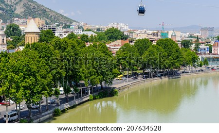 Bridge over the river  of Tbilisi, Georgia. Tbilisi is the capital and the largest city of Geogia with 1,5 mln people population