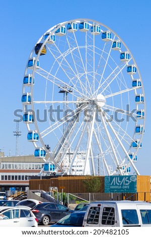 HELSINKI, FINLAND - JULY 26, 2014: Observation wheel in Helsinki, Finland. Helsinki was chosen to be the World Design Capital for 2012