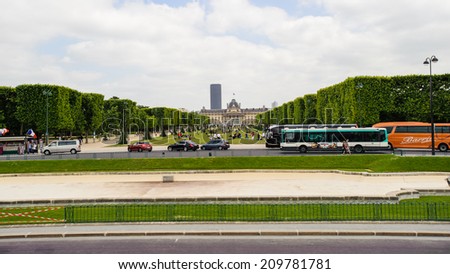 PARIS, FRANCE - JUN 17, 2014: Champ de Mars of Paris, France. Paris is one of the most popular touristic destinations in the world