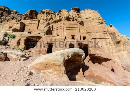Rocks of Petra, the capital of the kingdom of the Nabateans in ancient times. UNESCO World Heritage