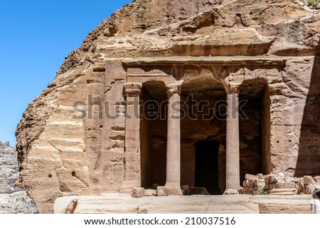 One of the treasuries in  Petra, the capital of the kingdom of the Nabateans in ancient times. UNESCO World Heritage