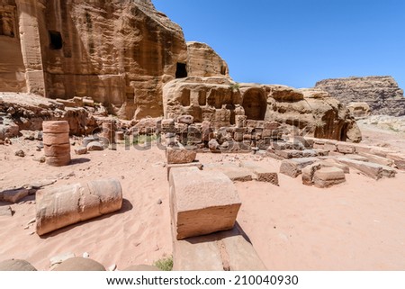 Ancient stones of Petra, the capital of the kingdom of the Nabateans in ancient times. UNESCO World Heritage