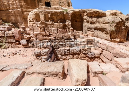 Ancient stones of Petra, the capital of the kingdom of the Nabateans in ancient times. UNESCO World Heritage