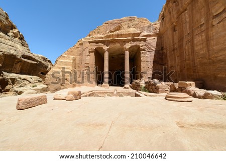 One of the treasuries in  Petra, the capital of the kingdom of the Nabateans in ancient times. UNESCO World Heritage