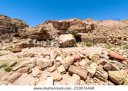 Nature and stones of Petra, the capital of the kingdom of the Nabateans in ancient times. UNESCO World Heritage
