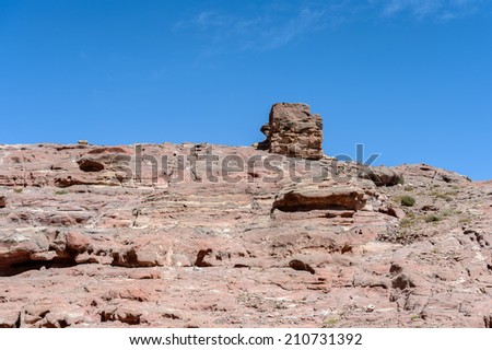 Mountains and rocks of Petra, lost town and the capital of the kingdom of the Nabateans in ancient times. UNESCO World Heritage
